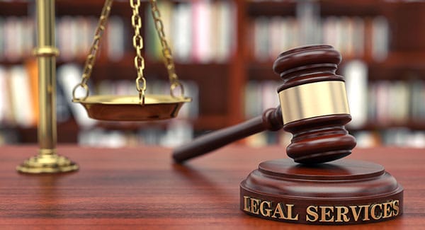 Legal services sound block with gavel