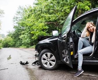 Woman after motor accident