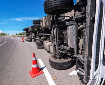 Commercial truck on side