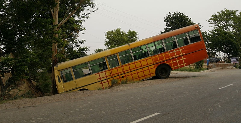 Crashed bus