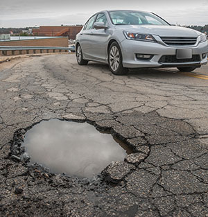 Pothole in road