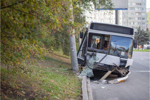Bus crashed into a pole