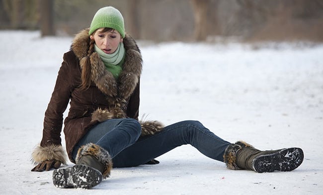 Woman on the floor after slip and fall