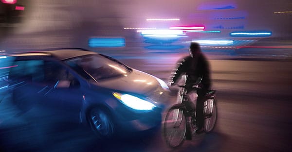 Cyclist in front of vehicle