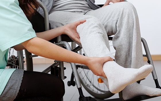 Man with leg injury
