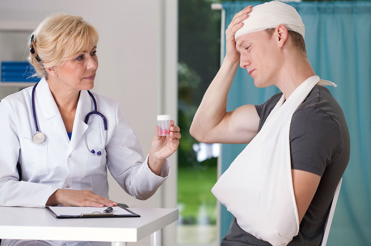 Patient with Head Injury at the Doctor's Office