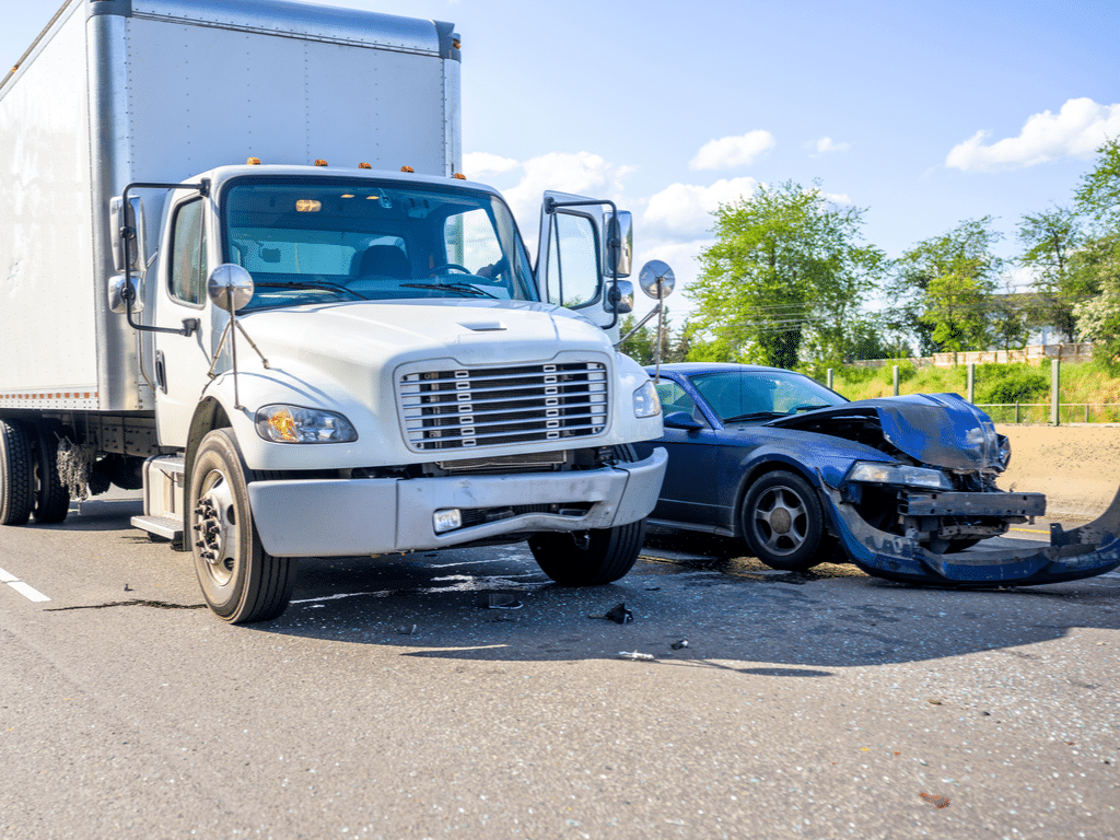 Semi-truck and car accident