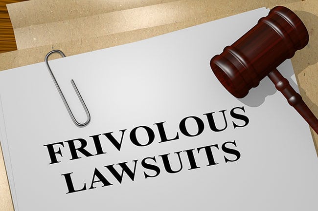 Frivolous lawsuits written on file