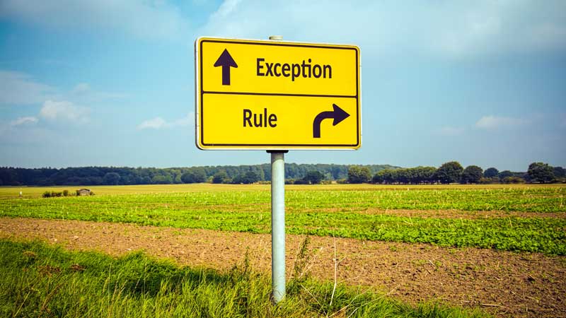 street sign with rule and exception