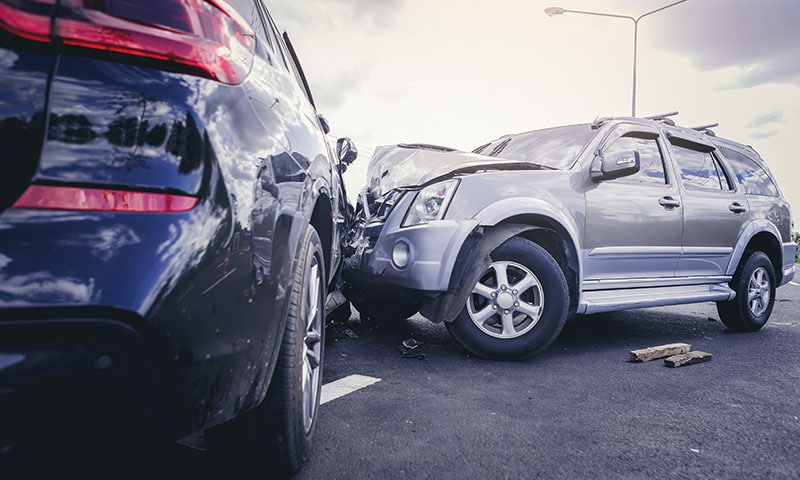 Car accident in parking lot