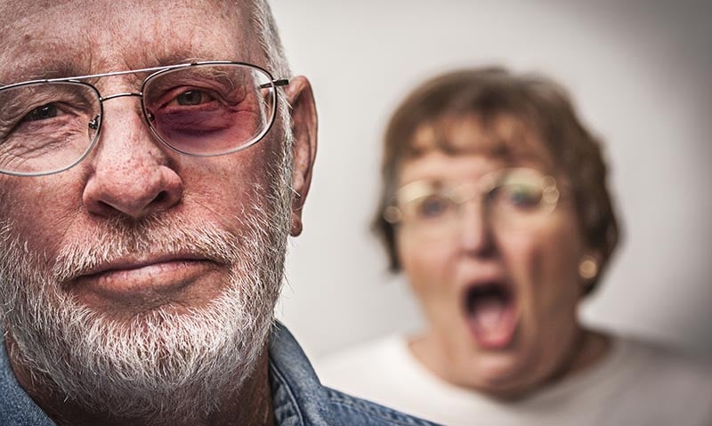 Elderly man with black eye from nursing home abuse