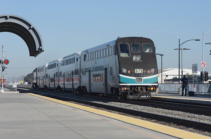 Train on tracks in Burbank