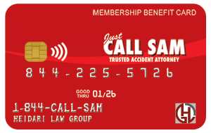 Membership Card for Heidari Law Group, Just Call Sam
