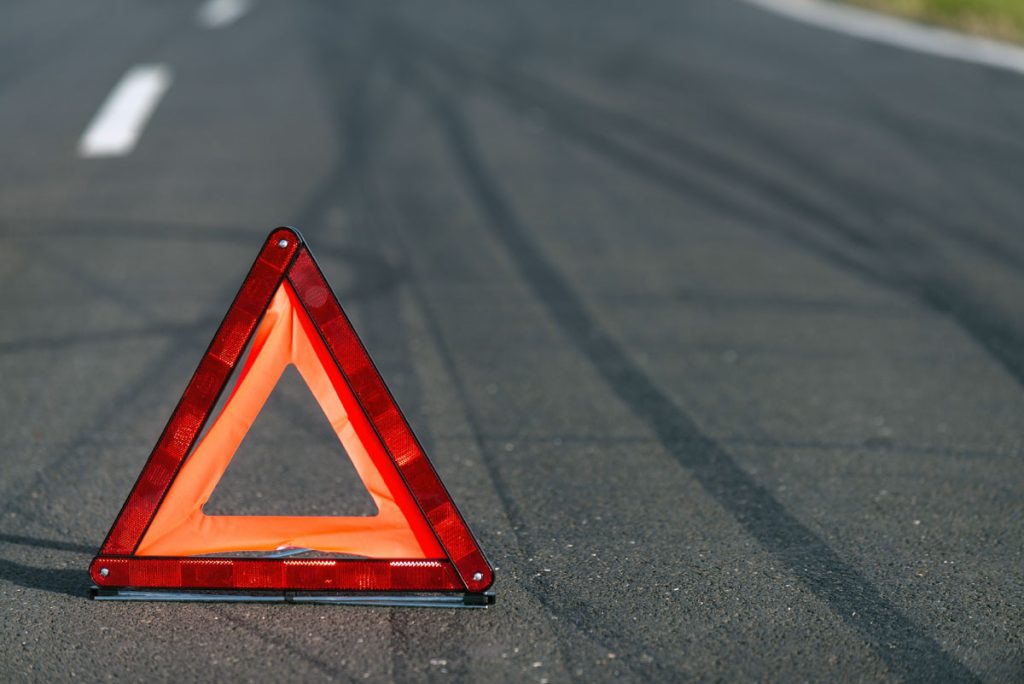 emergency triangle for road hazard sign