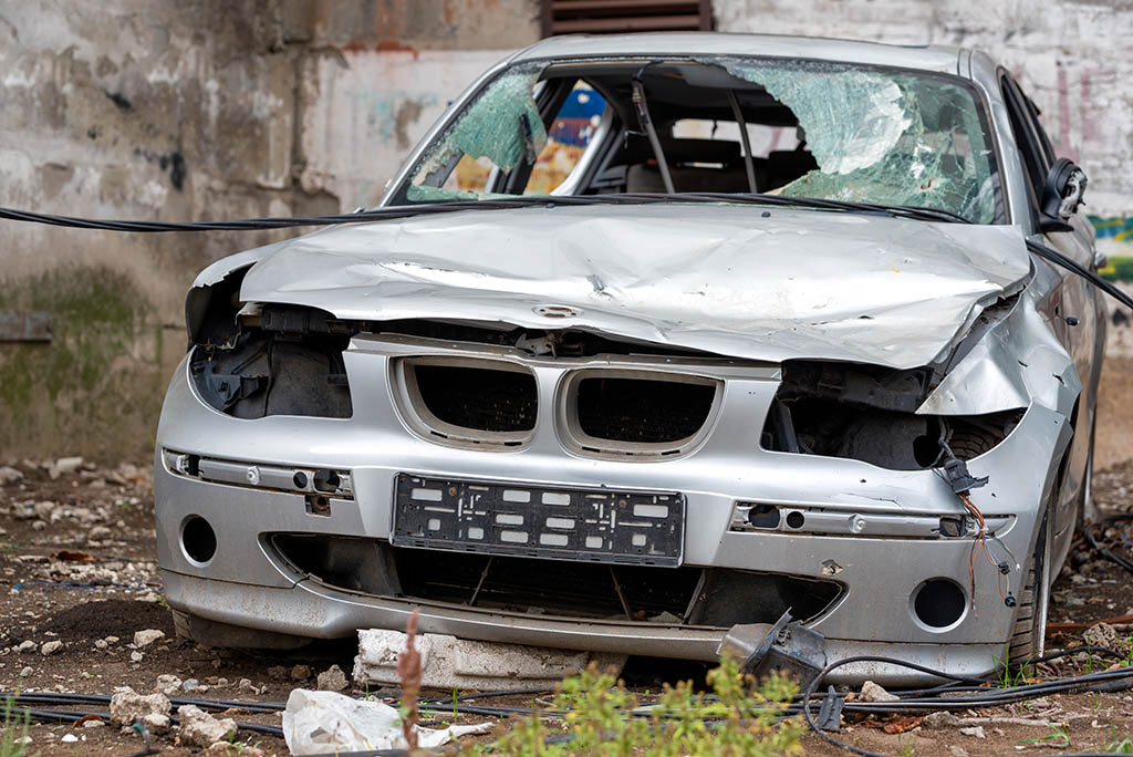 Stolen car crashed and abandoned in the woods