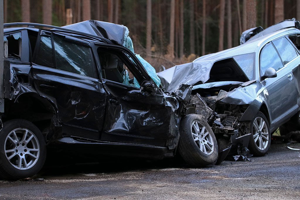 Totalled cars after serious car accident