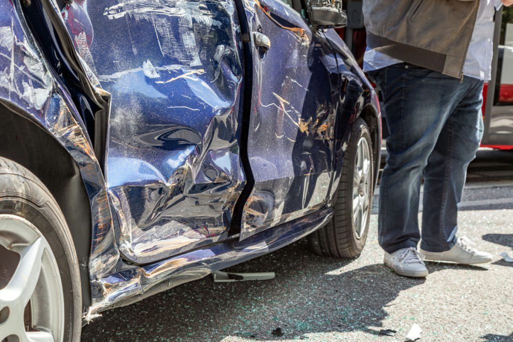 blue car crash