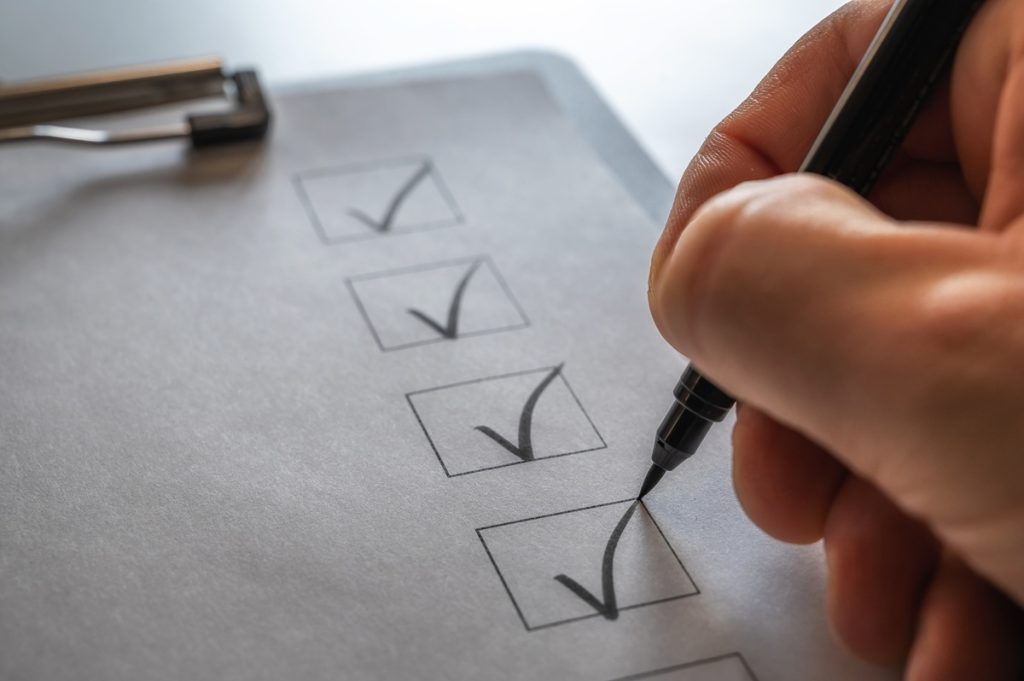 Checklist on clipboard